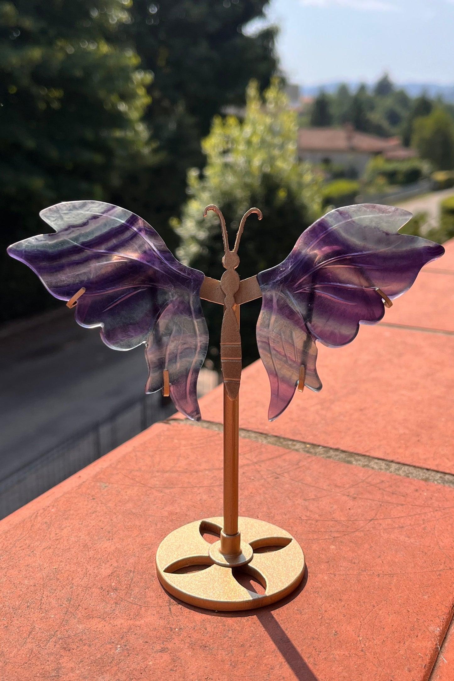 Ali di farfalla in fluorite arcobaleno