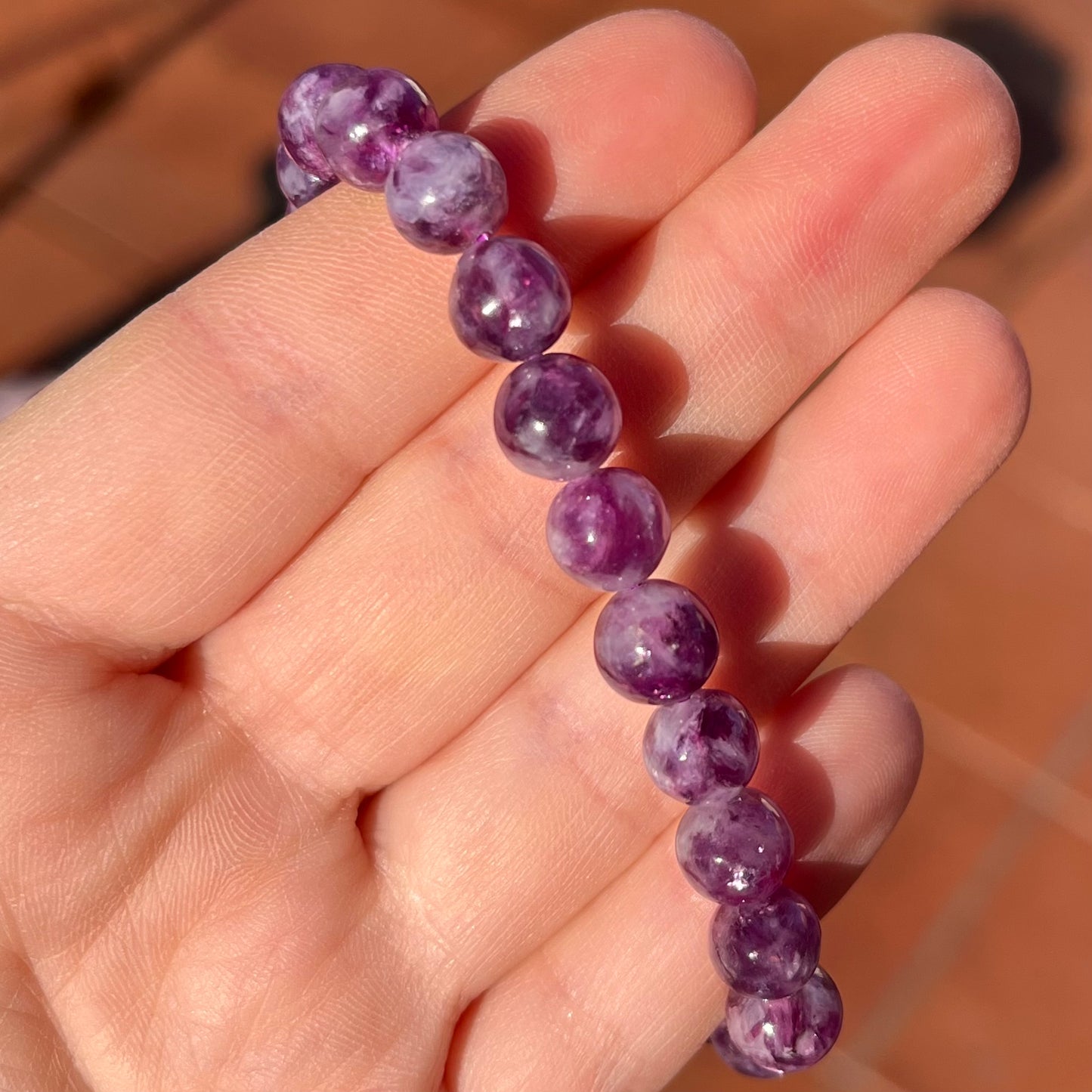 Bracciale in perle (6mm) in lepidolite
