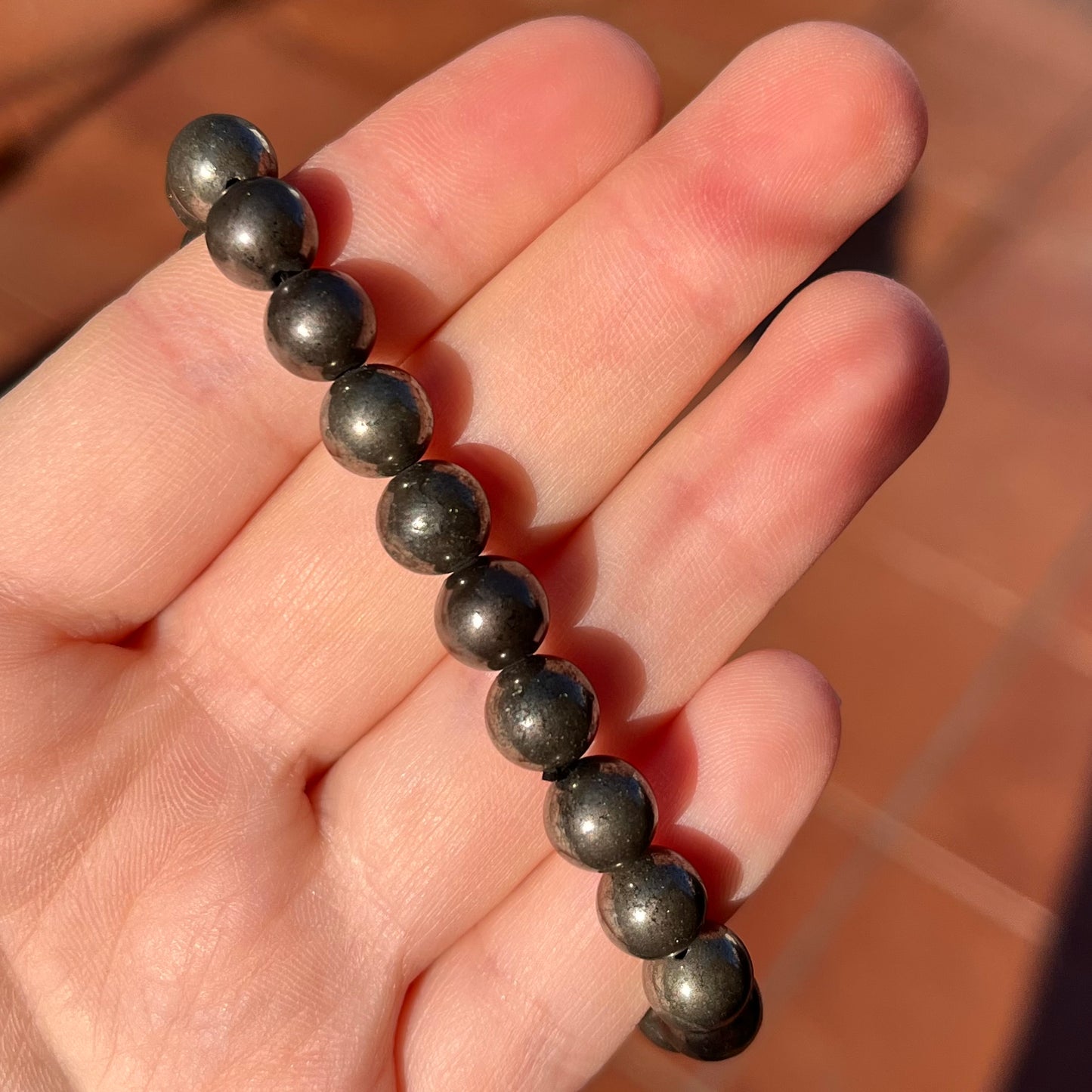 Bracciale in perle (7mm) in pirite