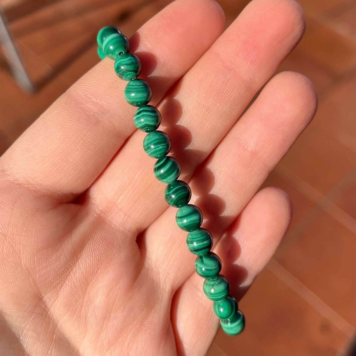 Bracciale in perle (5mm) in malachite