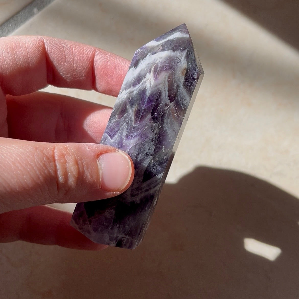 Torri in ametista chevron