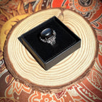 Anello in ossidiana argentata
