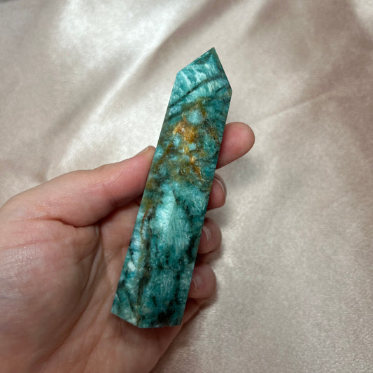 Torri in amazzonite con quarzo fumé