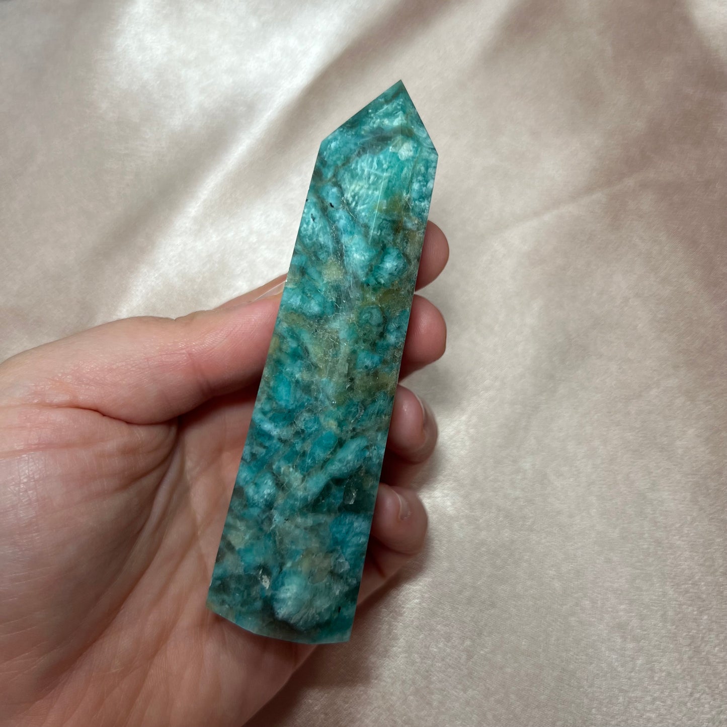Torri in amazzonite con quarzo fumé