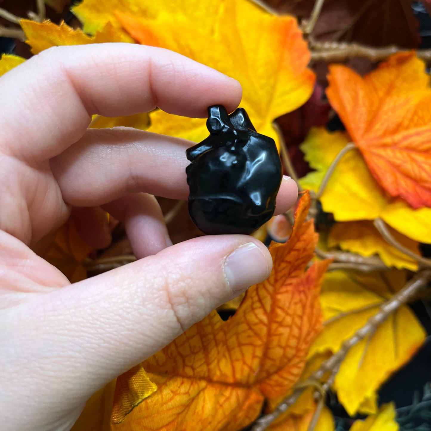 Cuore anatomico in ossidiana/quarzo rosa