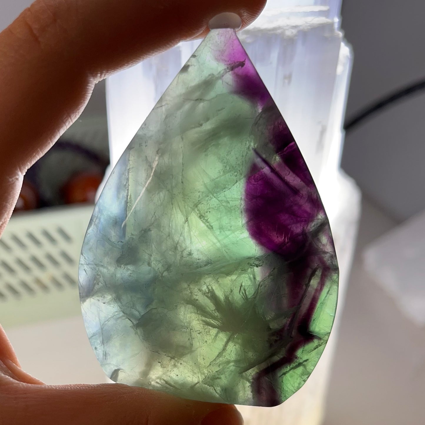 Freeform in fluorite snowflake