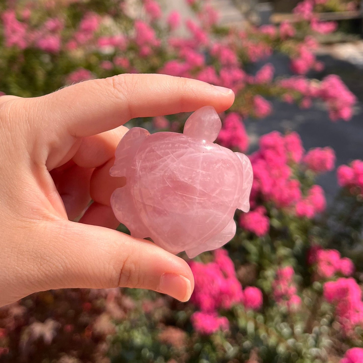 Tartaruga in quarzo rosa