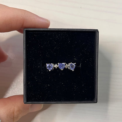 Anello cuori in topazio (rame placcato argento)