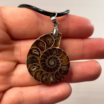Collana con ammonite fossile