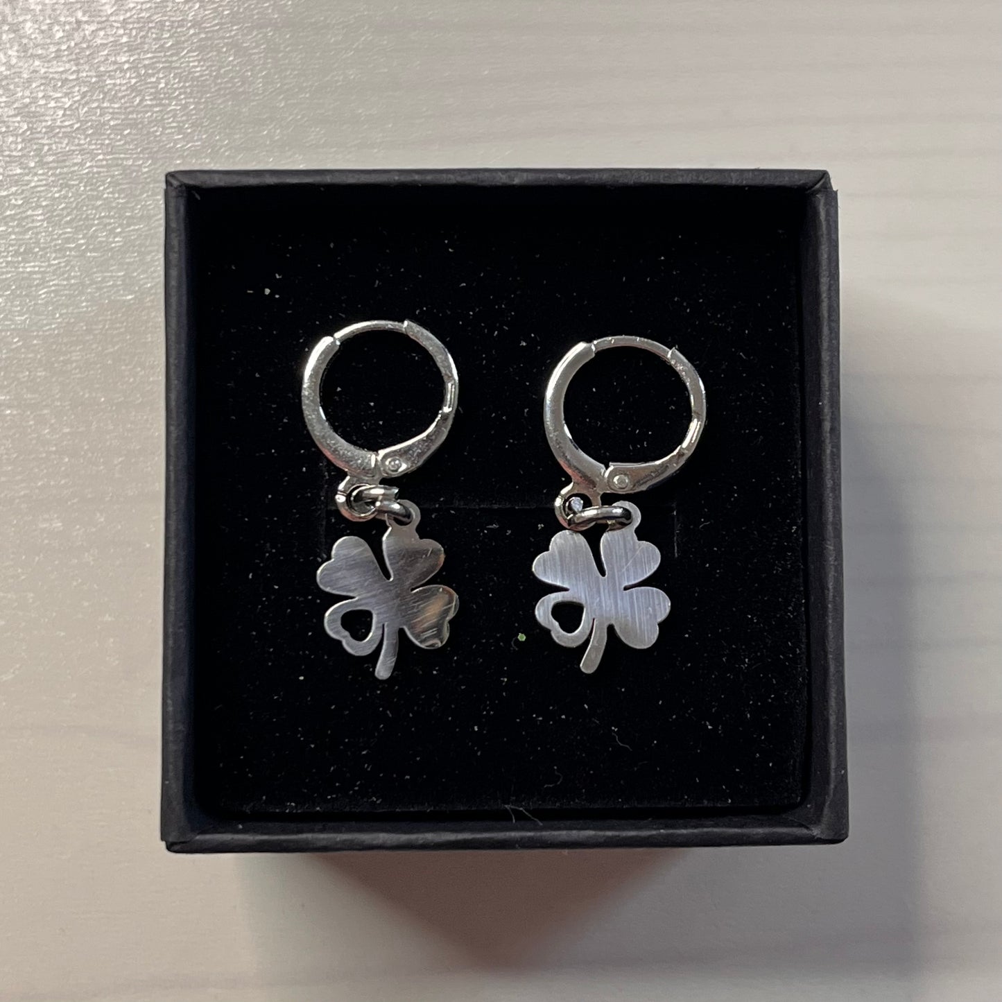Orecchini quadrifoglio in acciaio inox