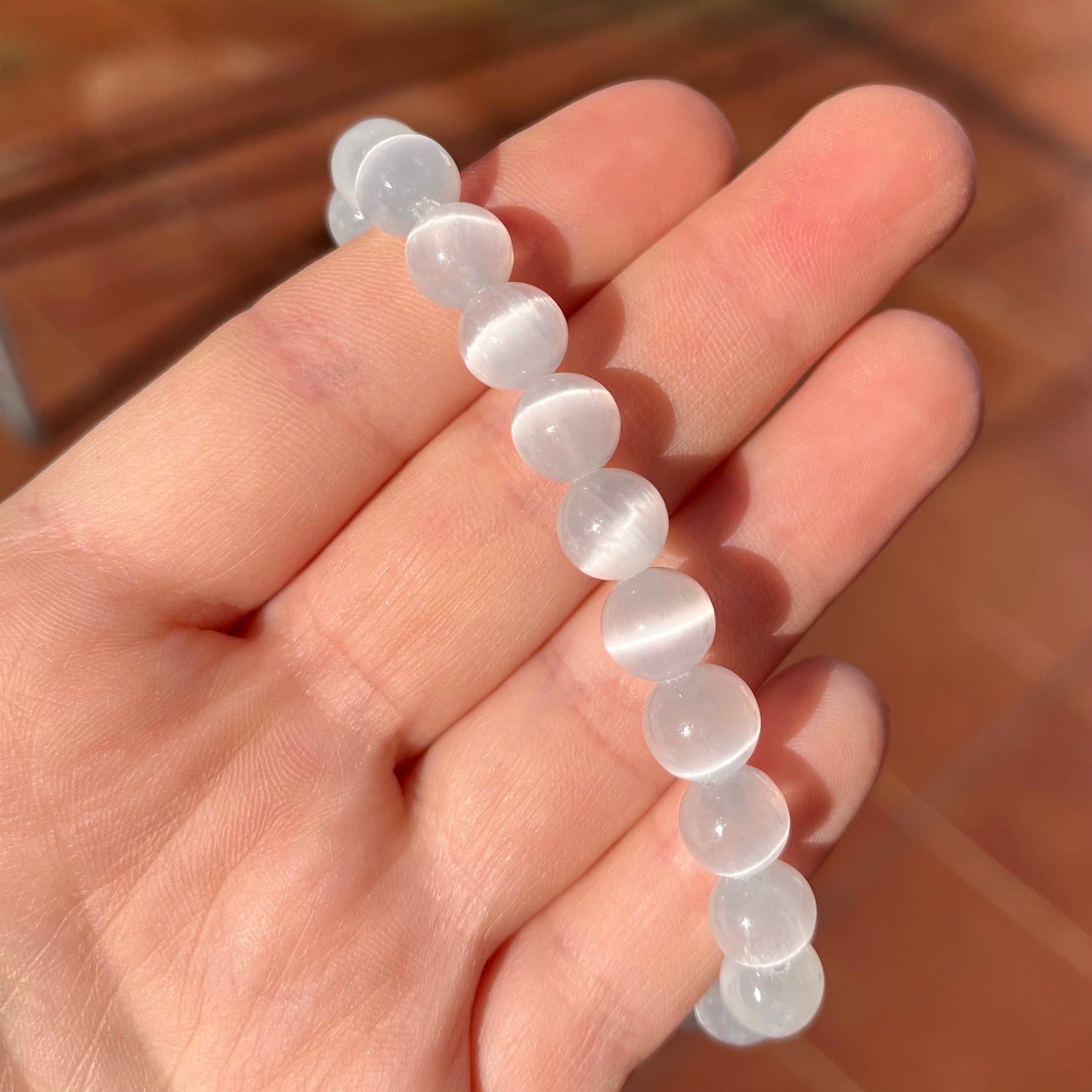 Bracciale in perle (8mm) in selenite